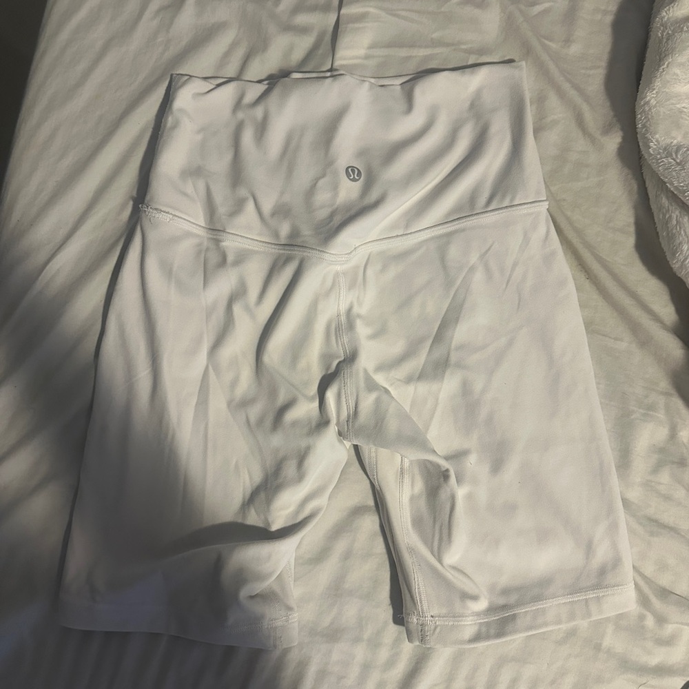 White Lululemon biker shorts